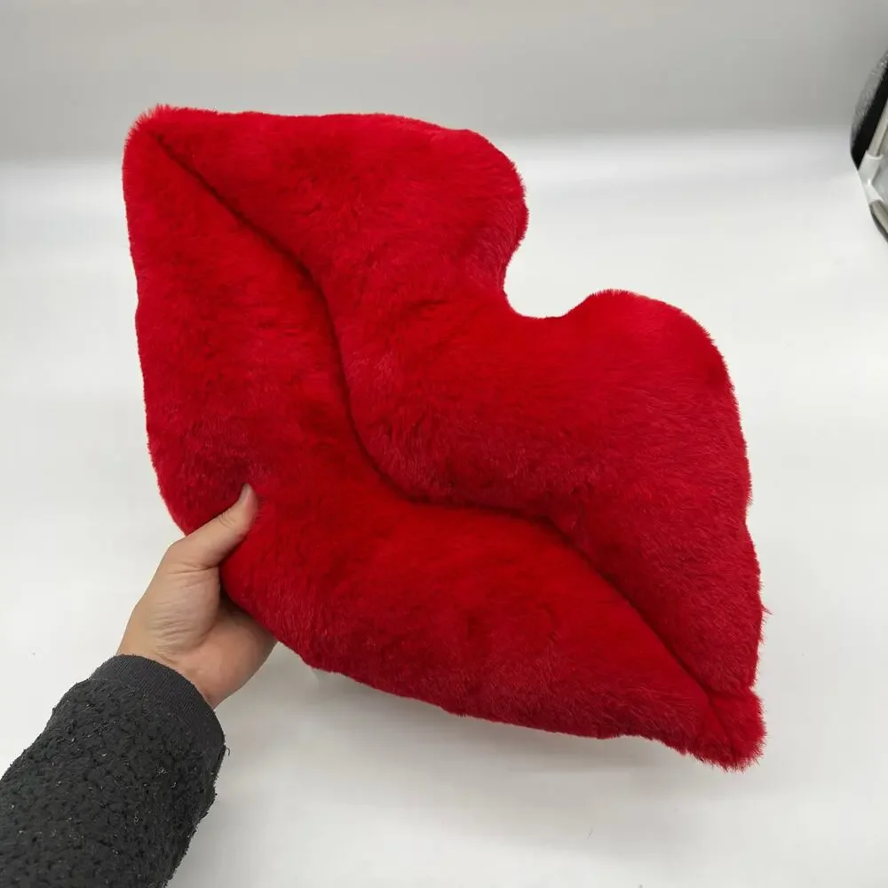 Room Essentials Lip Throw Pillow Decorative Soft Cute Cushion Red